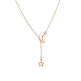 New Fashion Star Hollow Moon Pendant Chains Necklaces For Women Adjustable Gold Color Chains Collares Party Jewelry Gift NB319